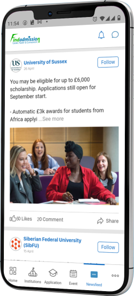 Get Scholarship Updates & Up–to–Date Information on the Findadmission Mobile App.